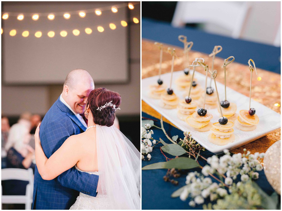 An urban and Office themed St Louis wedding with elegant twinkle lights, custom wedding cookies, and mimosa bar