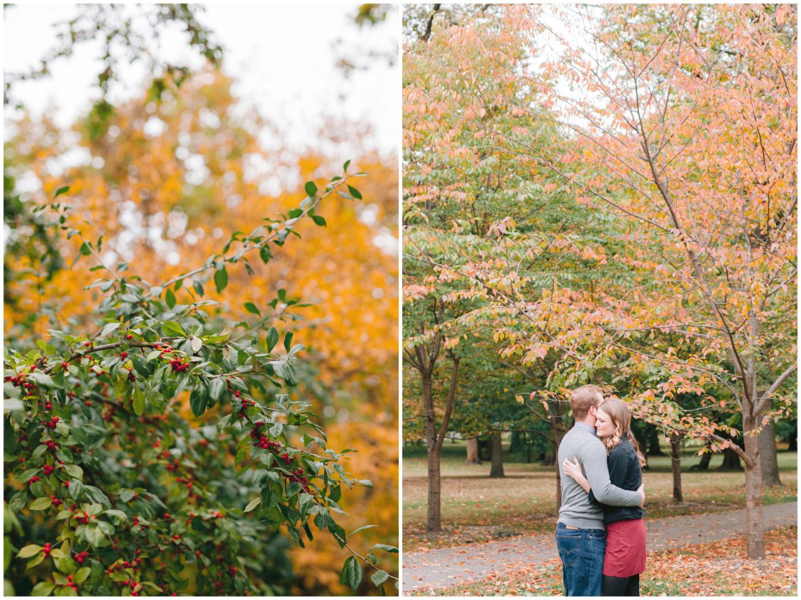 Romantic, chic fall engagement session at Tower Grove Park captured by Pattengale Photography