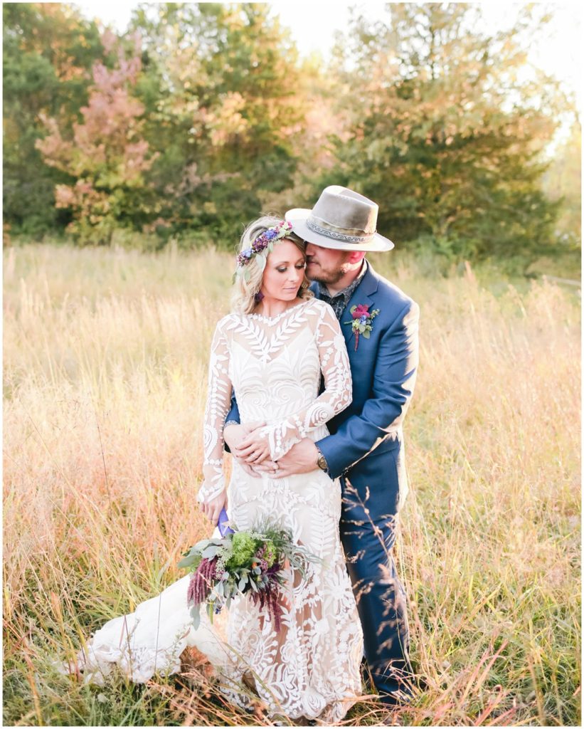 Bohemian outdoor fall wedding at Cedar Creek in southern Missouri captured by St Louis husband and wife team Pattengale Photography Tara & Stephen