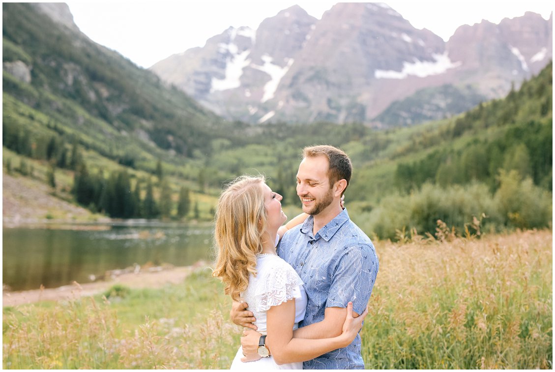 A bohemian and adventurous destination couples anniversary photography session at the Maroon Bells national park in Aspen Colorado by husband and wife team Pattengale Photography