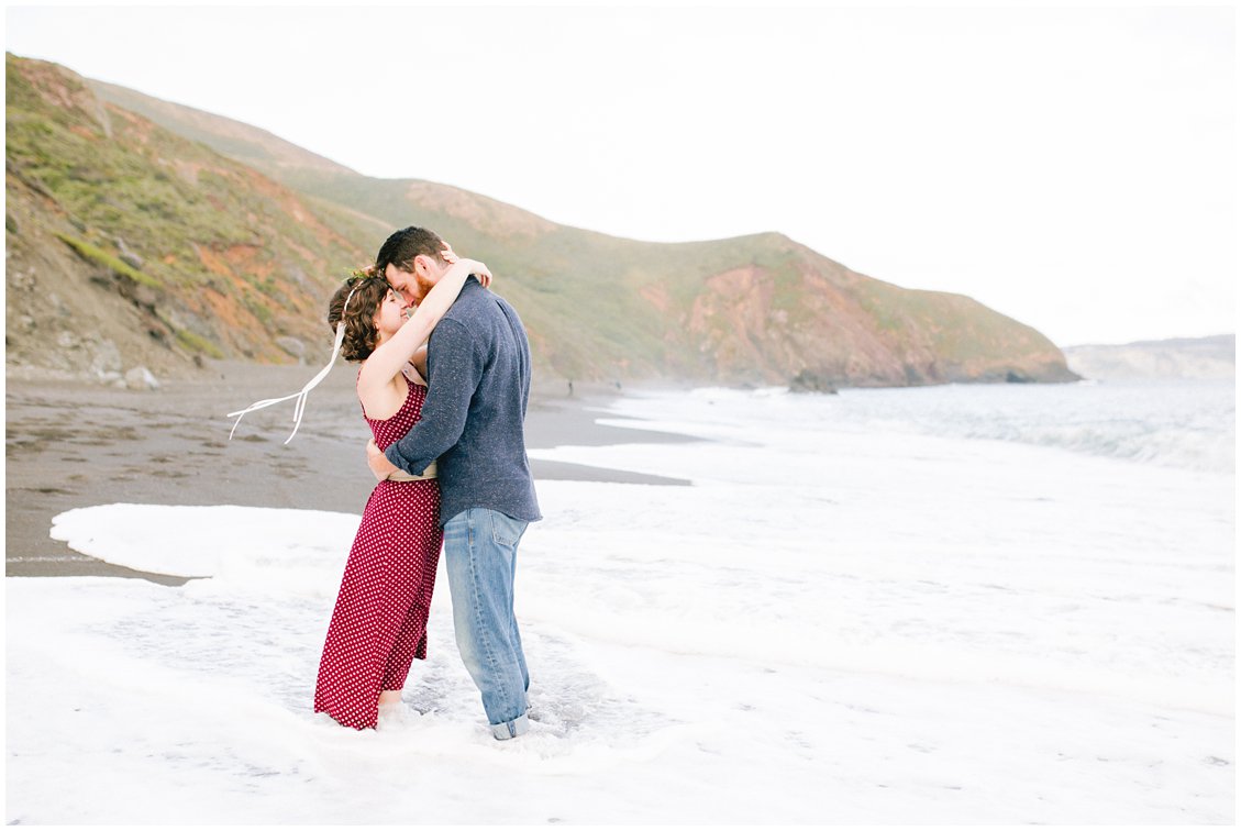 A San Francisco Bay Adventurous couples anniversary photography session at Black Sands Beach in Northern California by Pattengale Photography