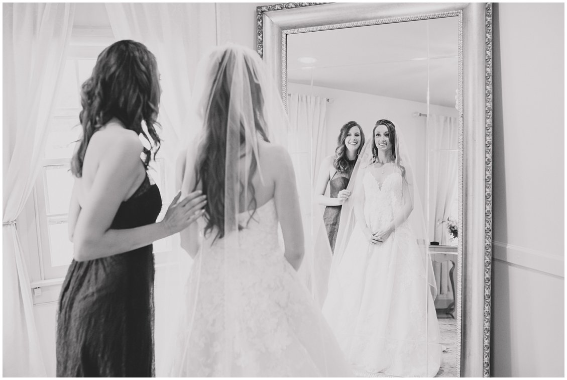 Chic bride getting ready with soft florals at Seven Springs Farm & Manor Richmond VA