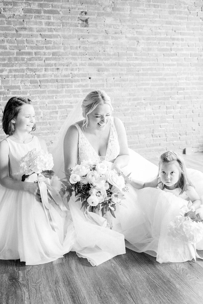 Flower Girls with Bride at elegant wedding