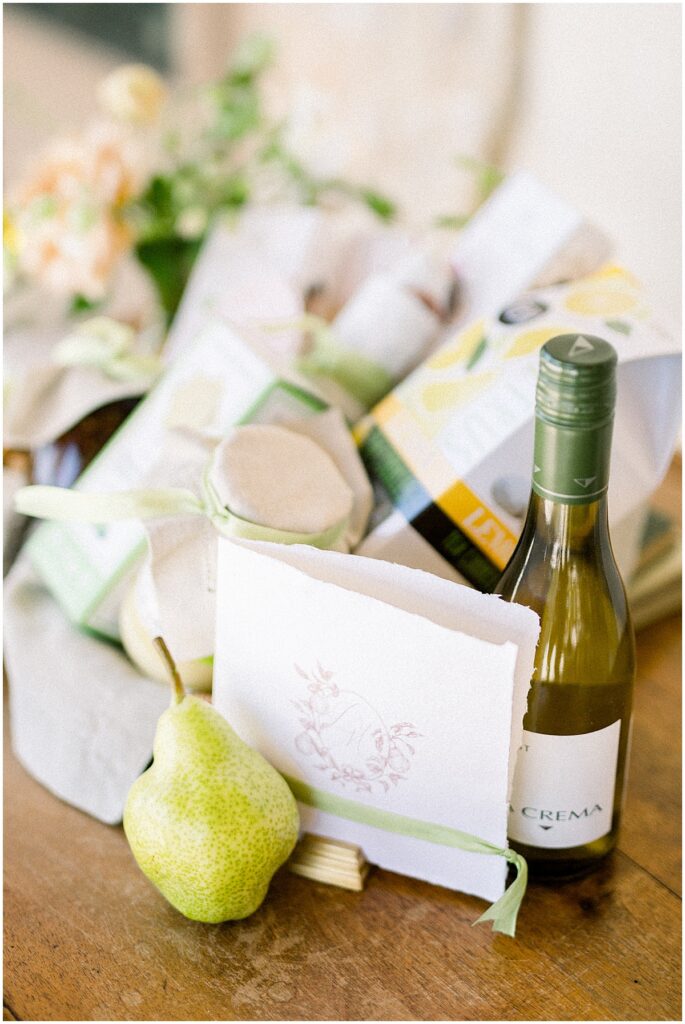 How to Thank Your Parents at Your Wedding - Sunstone Winery wedding welcome gift basket photographed by Pattengale Photography