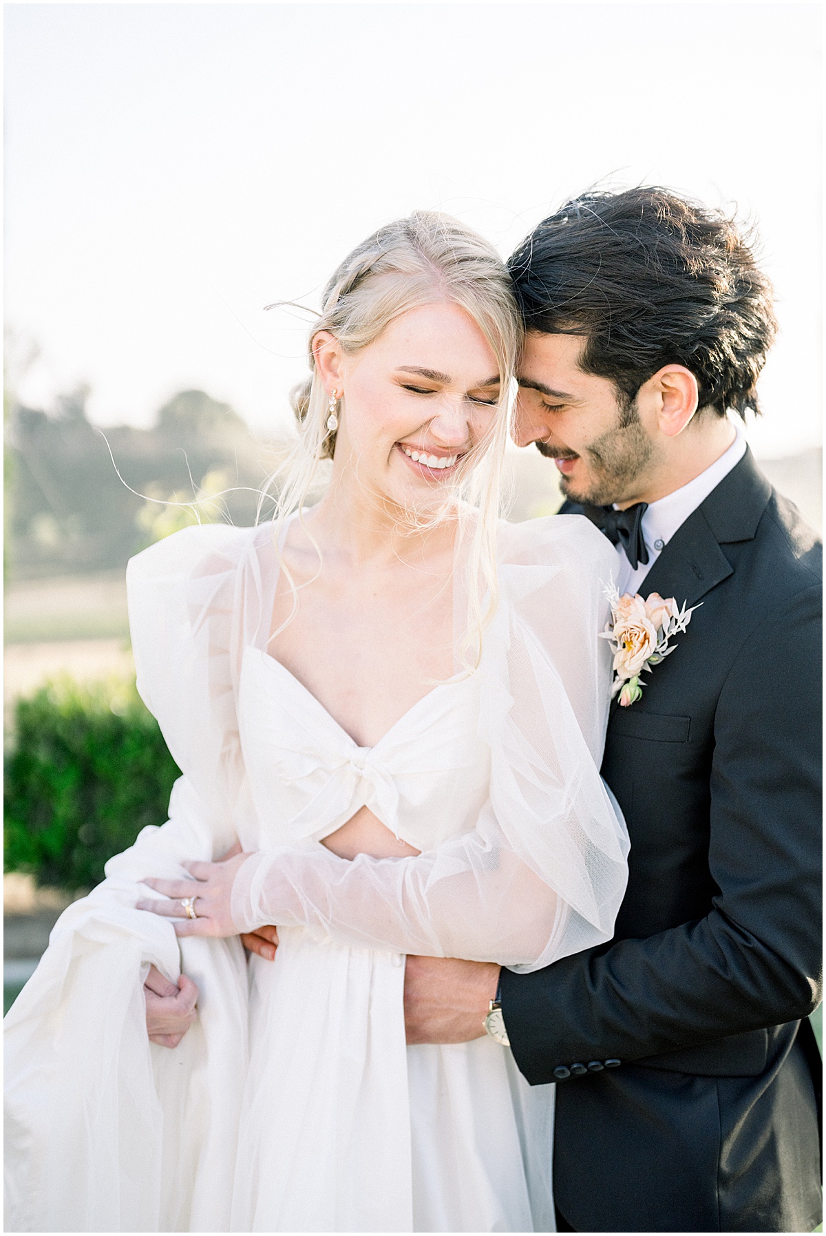 Couple at black tie winery wedding photographer