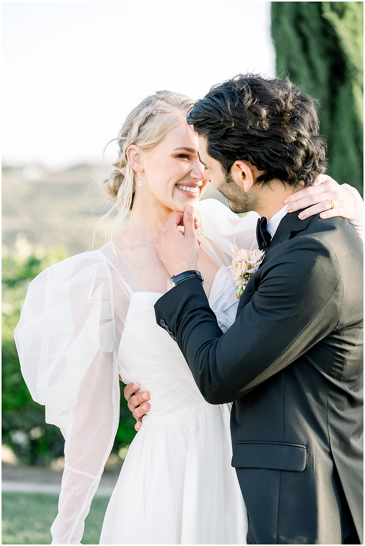 Romantic Wedding Portraits of Black Tie Bride & Groom in Temecula