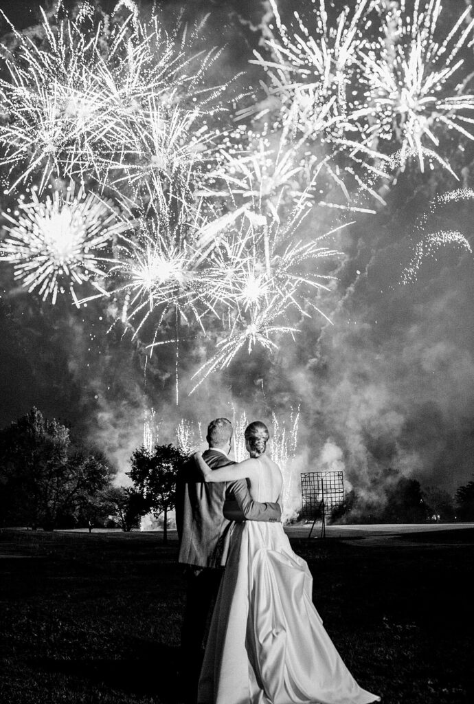 Luxury wedding photographer wedding reception fireworks