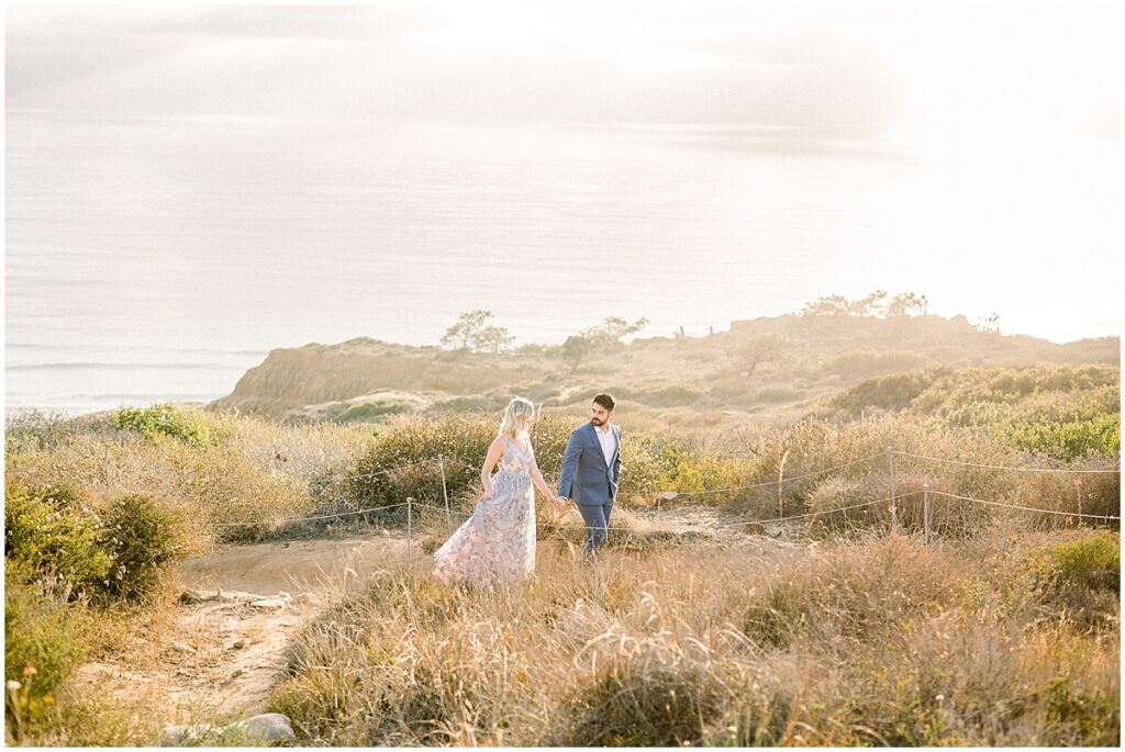 Romantic sunset Torrey Pines engagement session