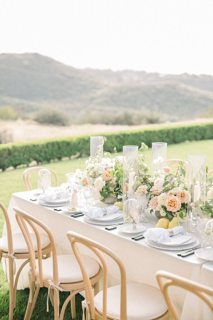 Elegant wedding reception table scape